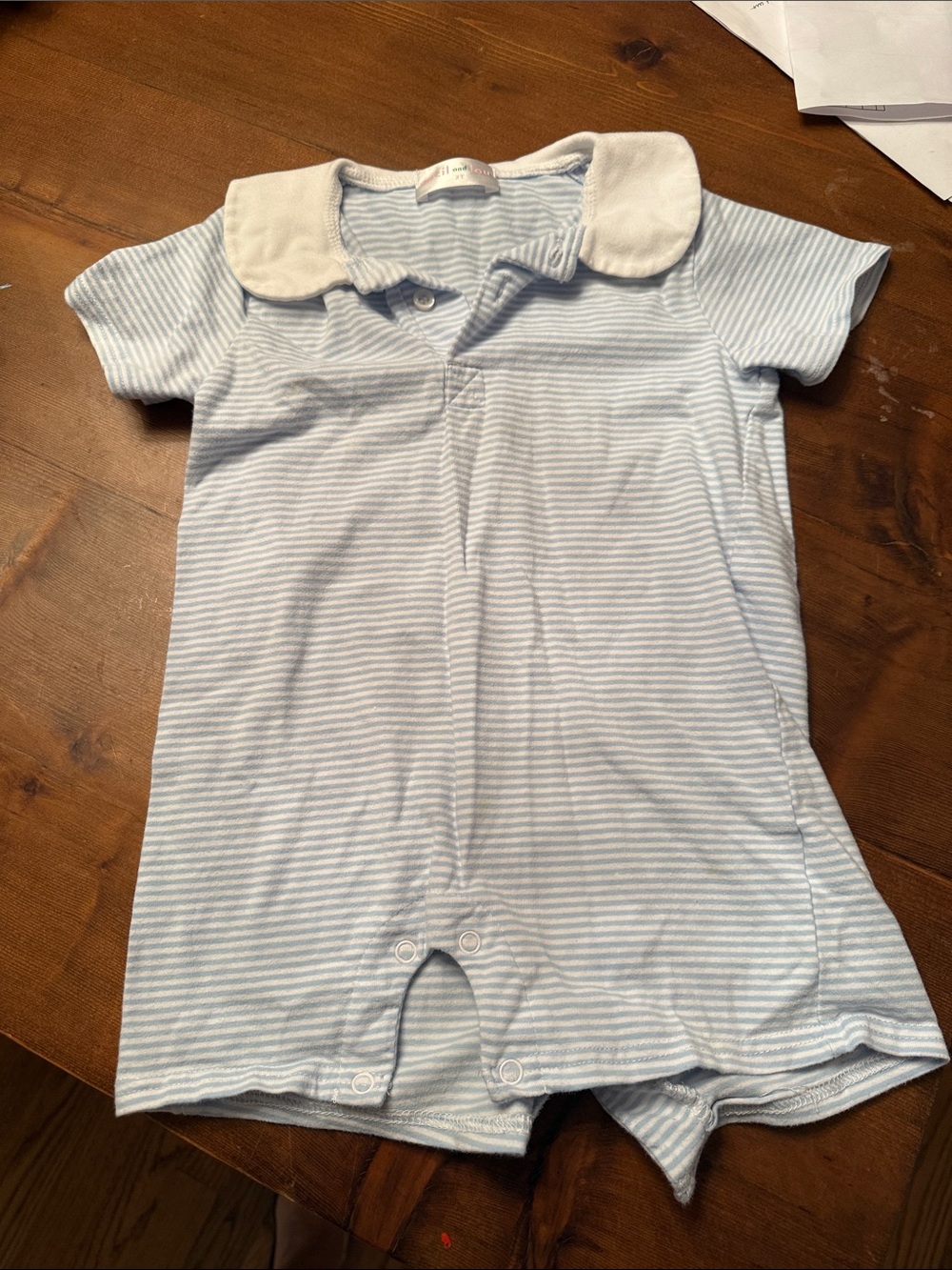 Toddler boys Blue & White Striped One-Piece Jon Jon